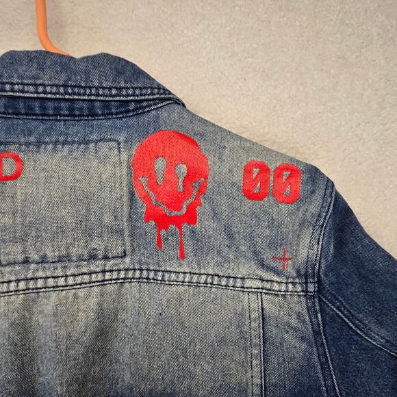 REASON Jean Jacket Mens Small Blue Hand Crafted Denim Button Up Cotton Pockets - Picture 7 of 14